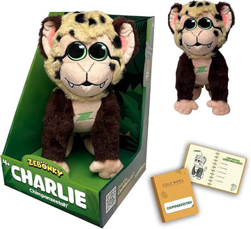 Zebonky Charlie Chimpanzeetah – 12” Plush Chimpanzee and Cheetah Hybrid Animal for Kids