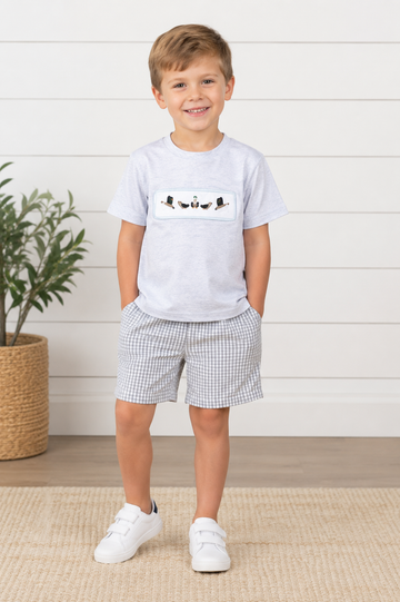 Mallard Smocked Shirt and Shorts Light Gray - 0