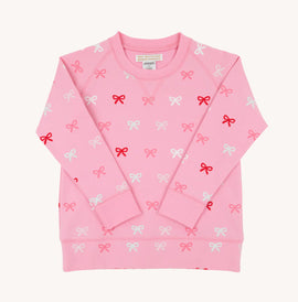Cassidy Comfy Crewneck - Bitty Bows/Hamptons Hot Pink
