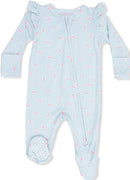 Tiny Cherry Stripe 2 Way Ruffle Sleeve Zipper Footie-1