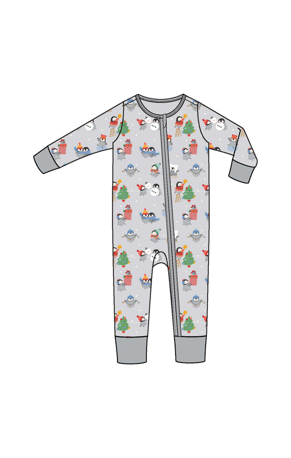 Holiday Penguins - 2 Way Zipper Romper