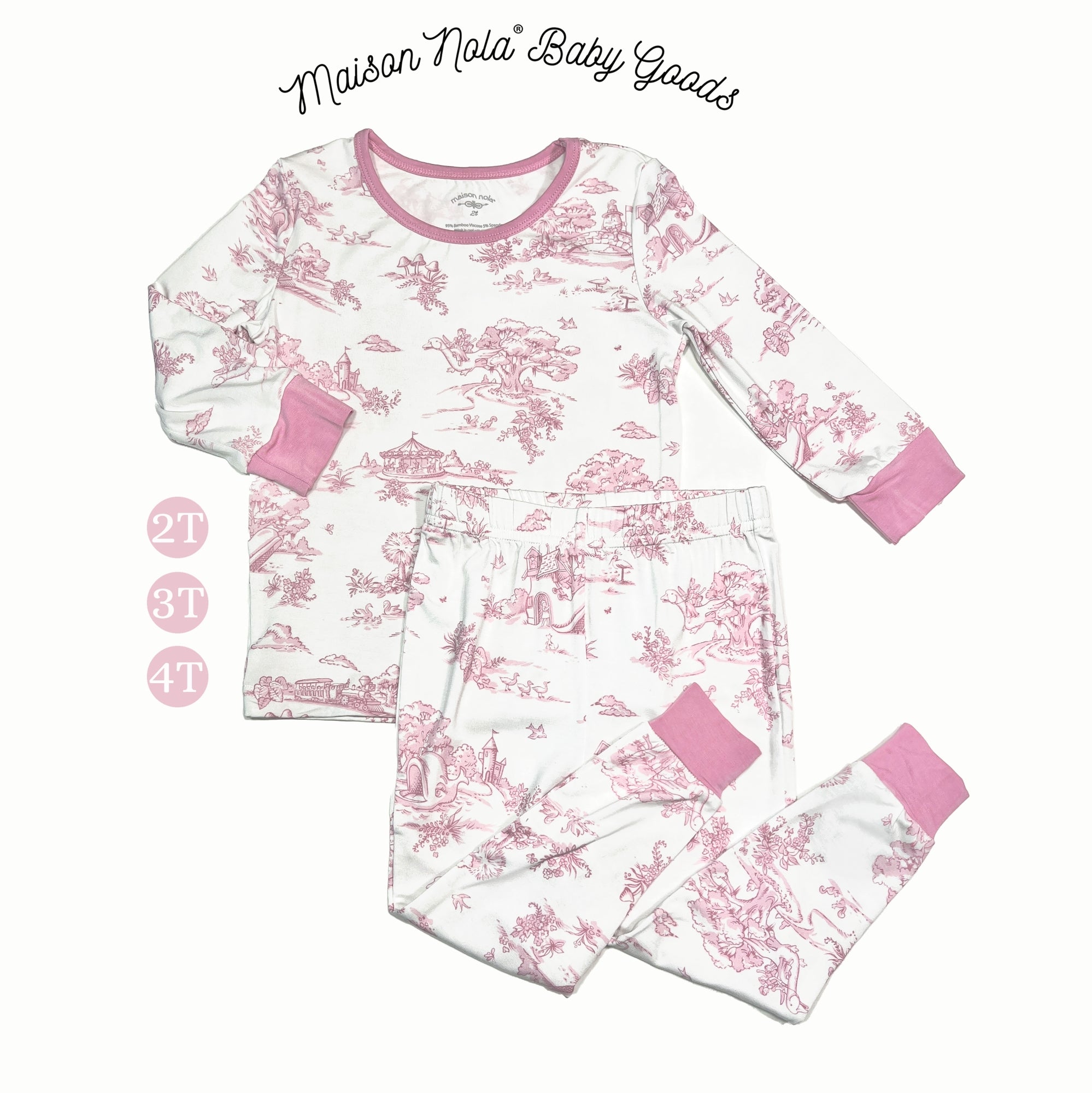 Storyland Toile Pajama Set - Pink