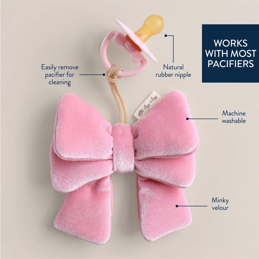Bitzy Pal Natural Rubber Pacifier & Plush - Bow - 0