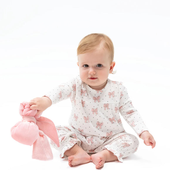 Bows And Hearts Cuffed Sleeve Romper