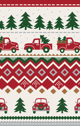 Red Truck Fair Isle - 2 Way Zipper Romper - 0