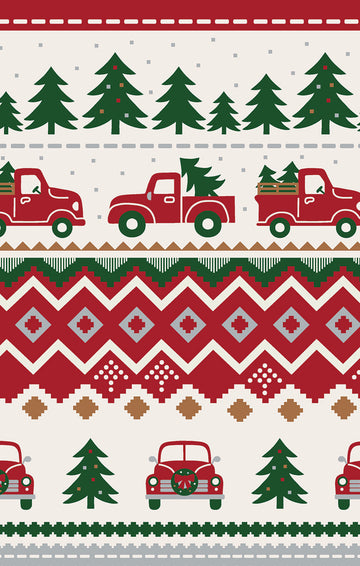 Red Truck Fair Isle - 2 Way Zipper Romper - 0