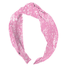 Sequin Velvet Top Knot Headband Pink