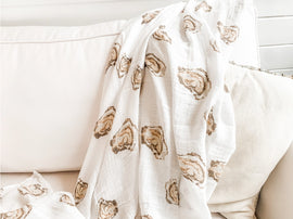 AW, SHUCKS! Oyster Muslin Swaddle - 0