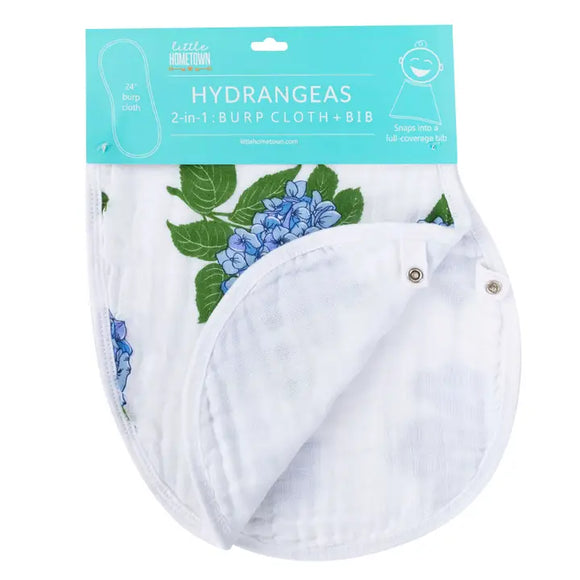 Hyndrangeas 2-in-1 Burp Cloth and Bib