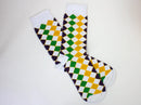 White Diamond Purple Green and Gold Socks-1