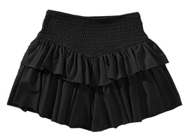 Smocked Mesh Skort Black