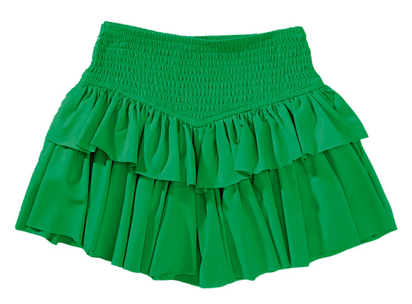 Smocked Mesh Skort Green