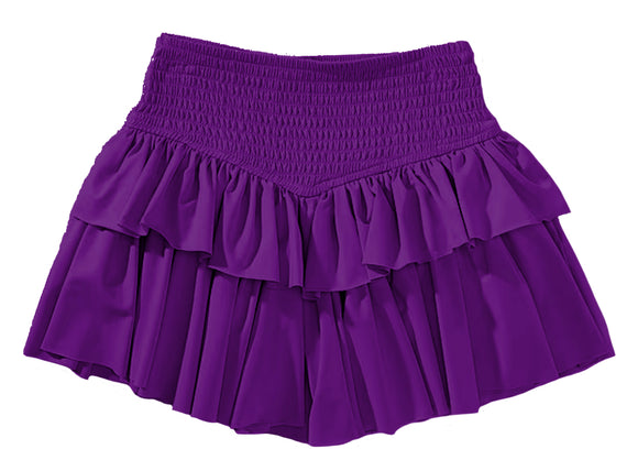 Smocked Mesh Skort Purple