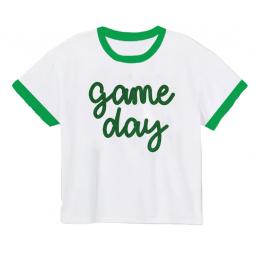 Tinsel Game Day Ringer Boxy T' Green