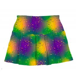 Mardi Gras Shimmer Splatter Gathered Skort