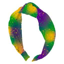 Mardi Gras Shimmer Splatter Top Knot Headband