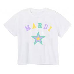 Pastel Star Screen Print White Boxy Tee