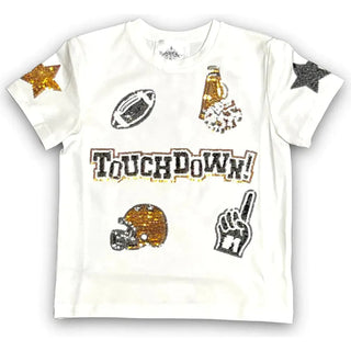 Black and Gold Football Collage Sequin Shirt