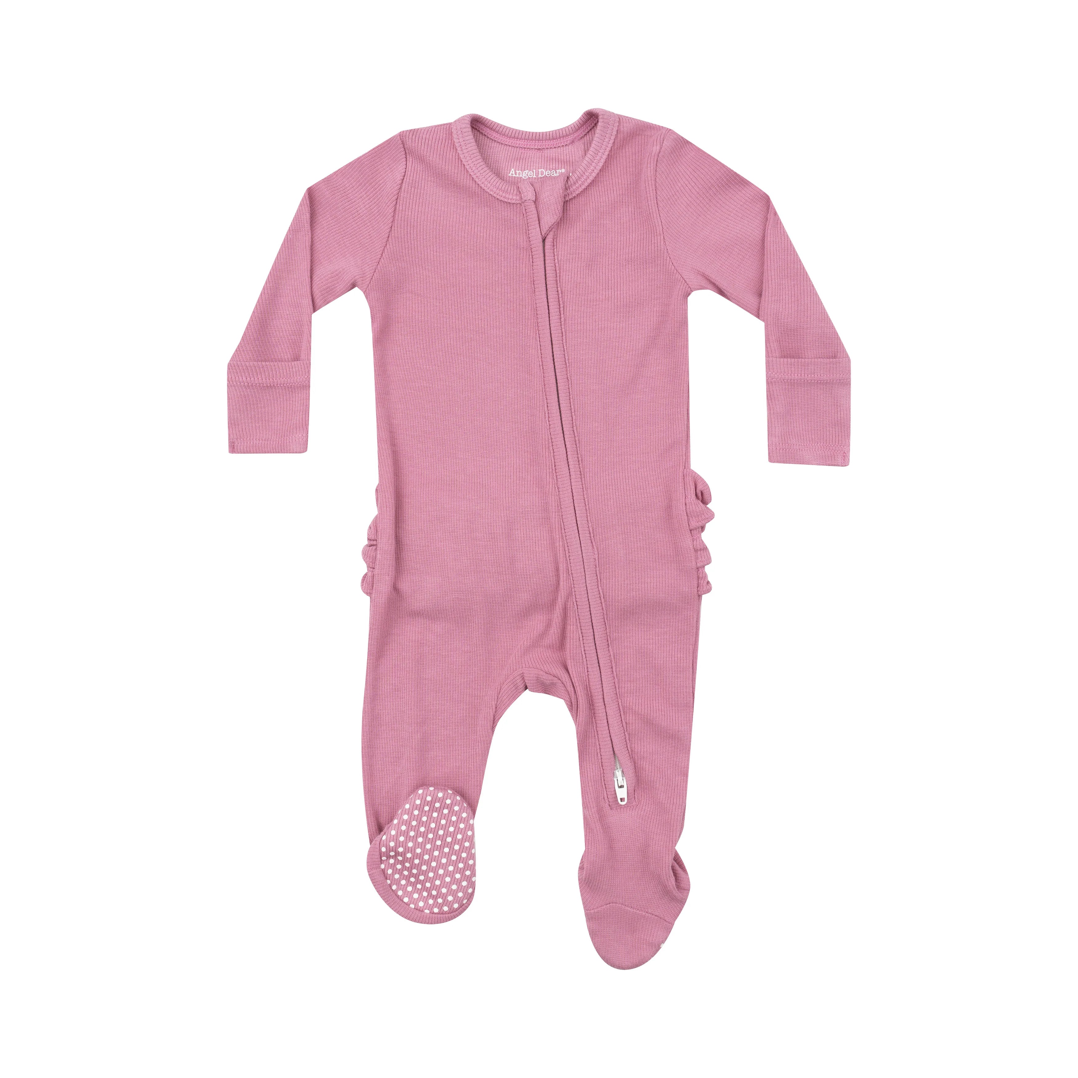 Ribbed Wild Rose Zip Footie