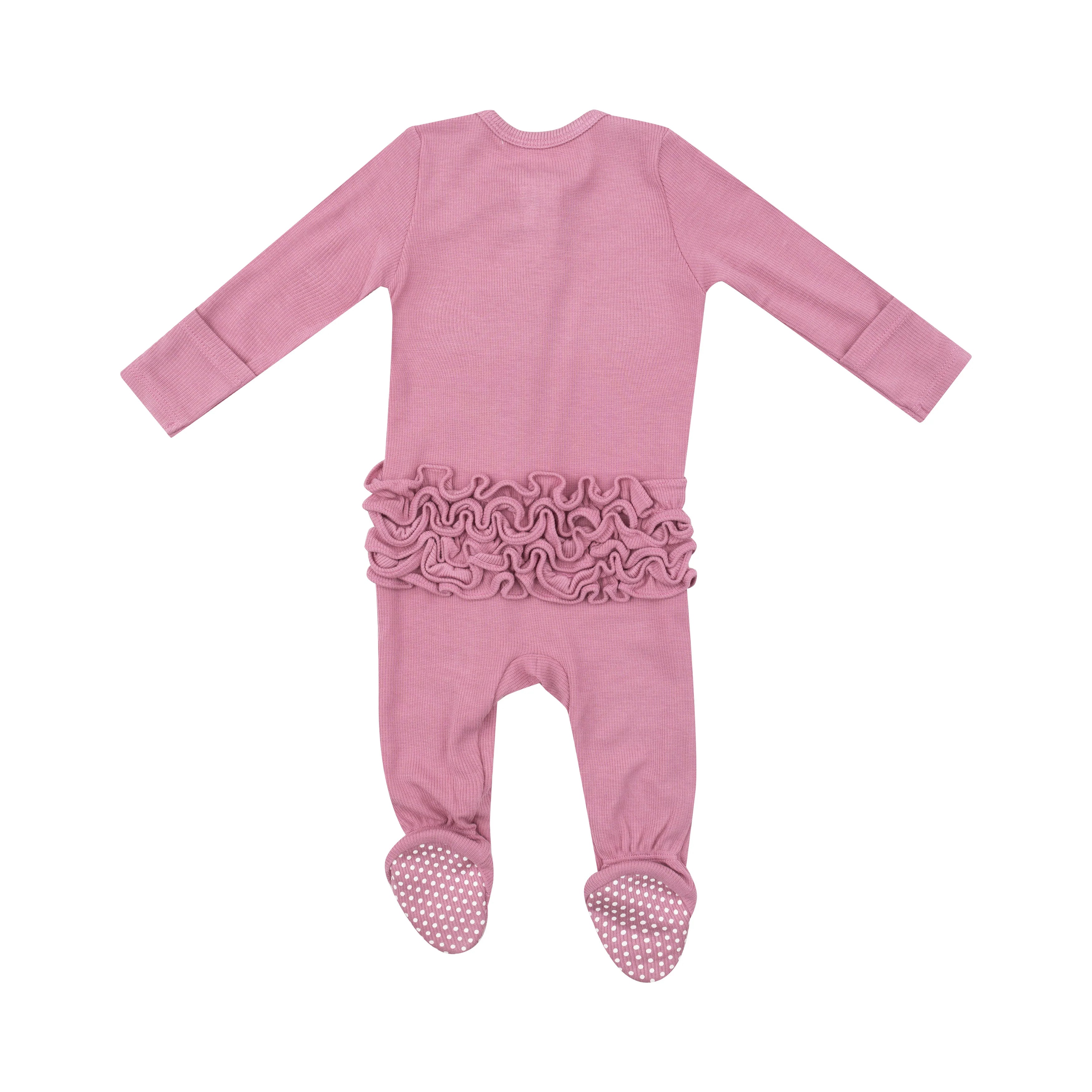 Ribbed Wild Rose Zip Footie