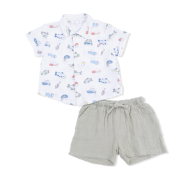 Fishing Lures - Polo Button Up with Casual Short Fishing Lures