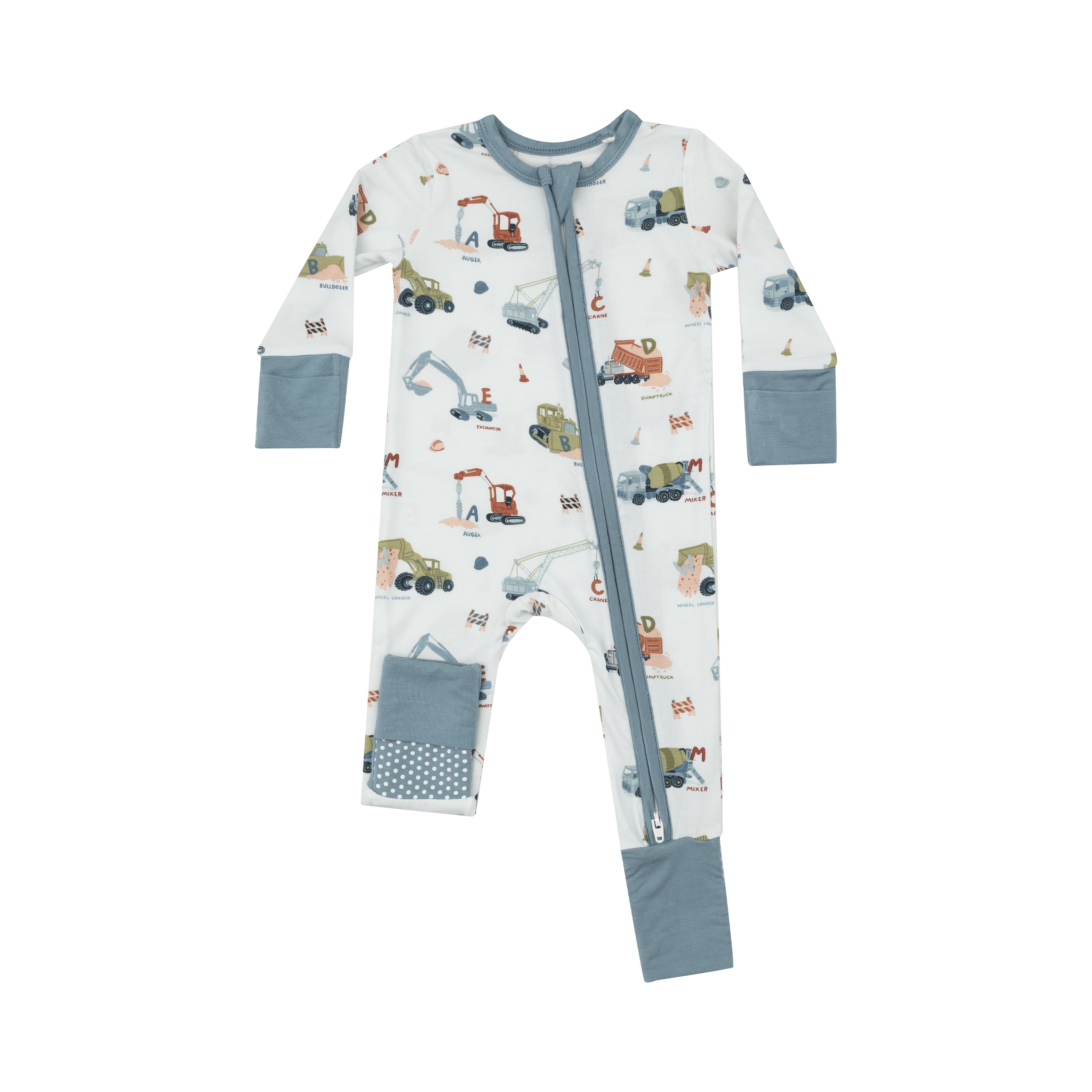 Construction Alphabet Zipper Romper