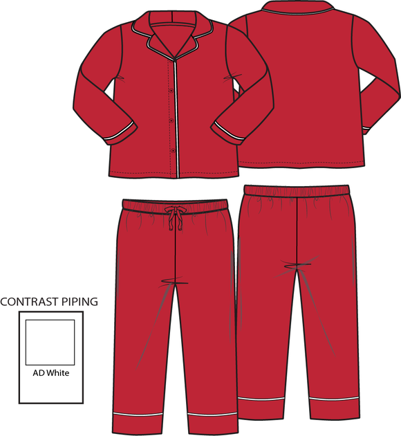 Ribbon Red - Kids Long Sleeve Coat Style With Pant