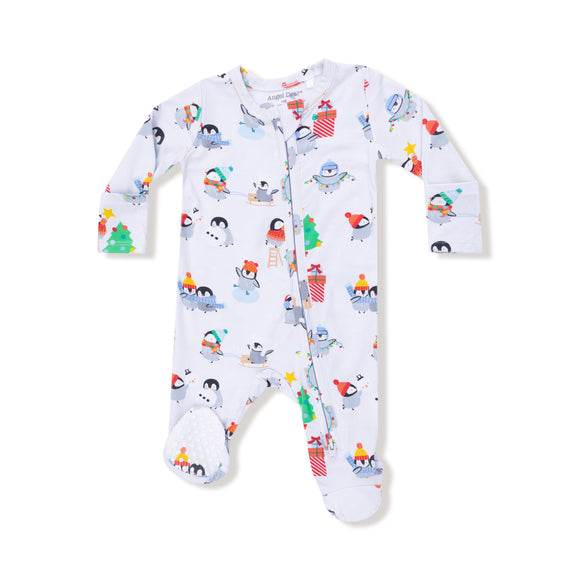 Holiday Penguins - 2 Way Zipper Footie