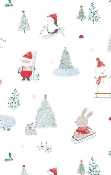 Santa Ski Friends - 2 Way Zipper Footie - 0