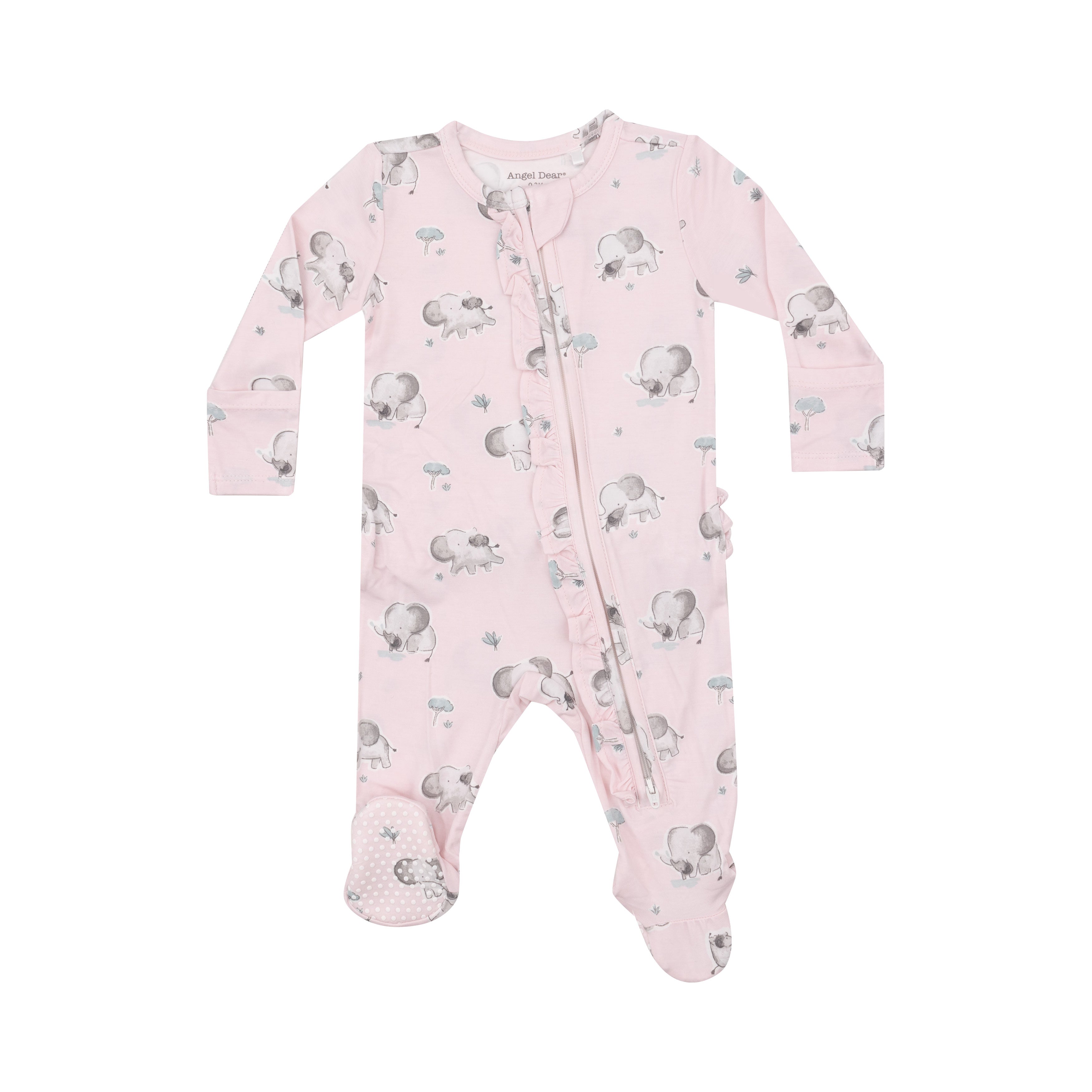 Elephants Pink Ruffle Footie