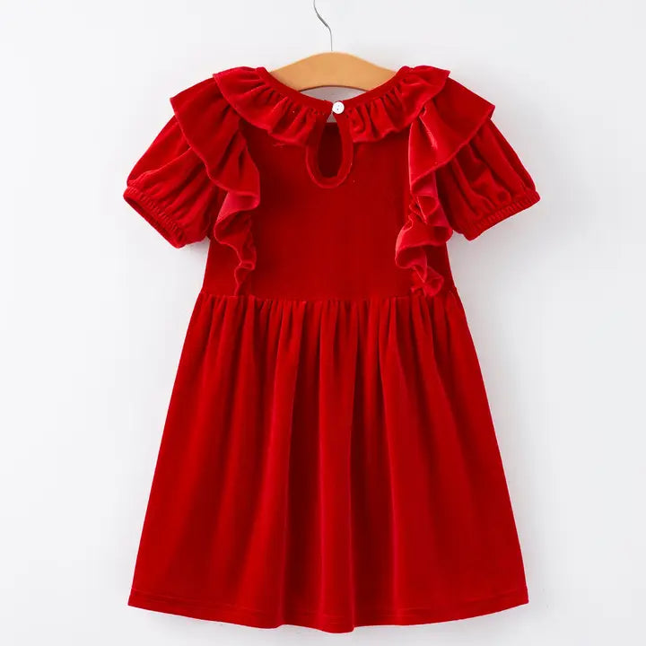 Christmas Red Velvet Girls Dress - 0