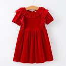Christmas Red Velvet Girls Dress-1