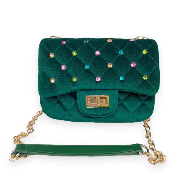 Colorful Gems Velvet Quilted Purse