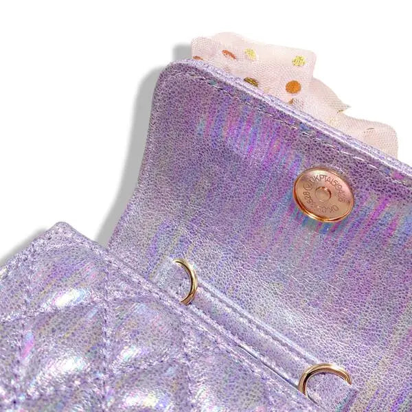 Crown Applique Shiny Quilted Purse - 0