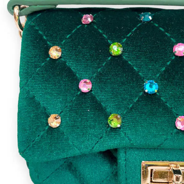 Colorful Gems Velvet Quilted Purse - 0