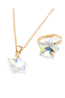 Holographic Star Necklace and Ring Set