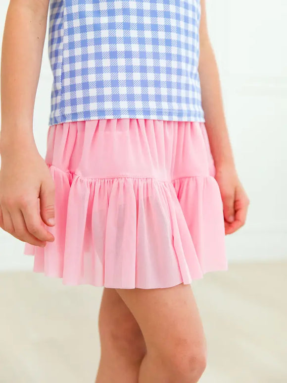 Girls Pink Active Tulle Skort