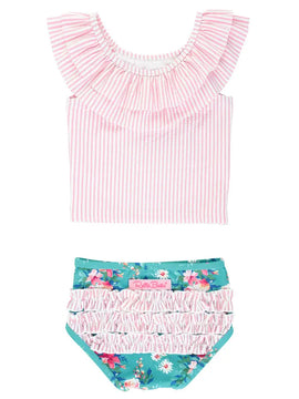 Fancy Me Floral Ruffle Tankini 2-Piece Swimsuit