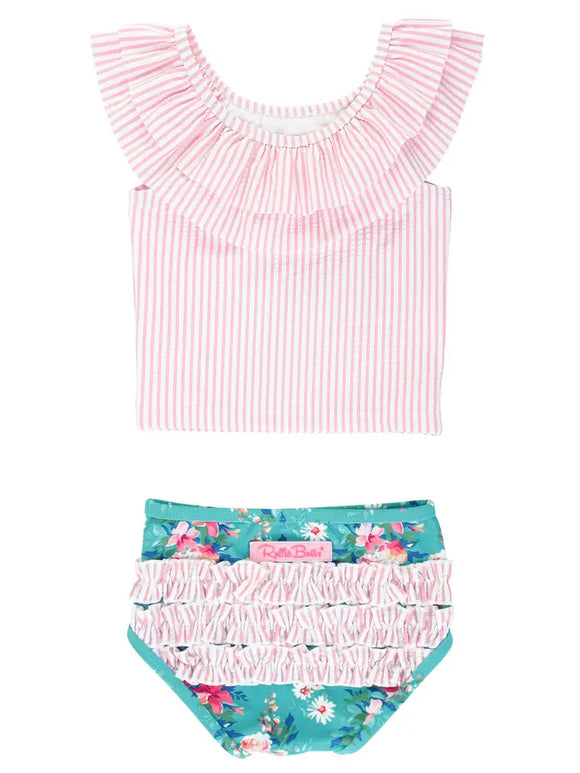 Fancy Me Floral Ruffle Tankini 2-Piece Swimsuit