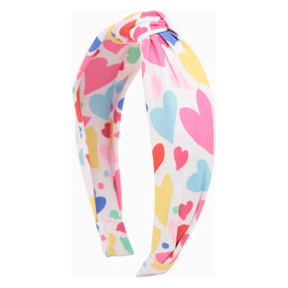 Top Knot Headband in Rainbow Hearts