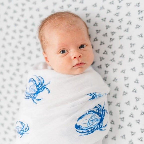 Blue Crab Muslin Swaddle