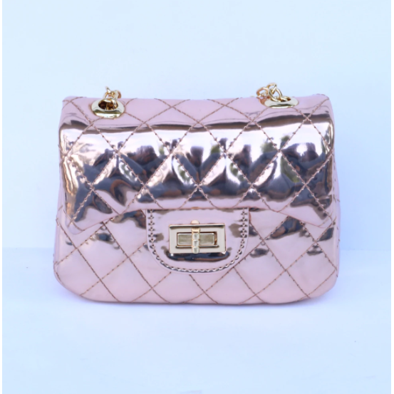 Metallic Quilted Purse - Pink