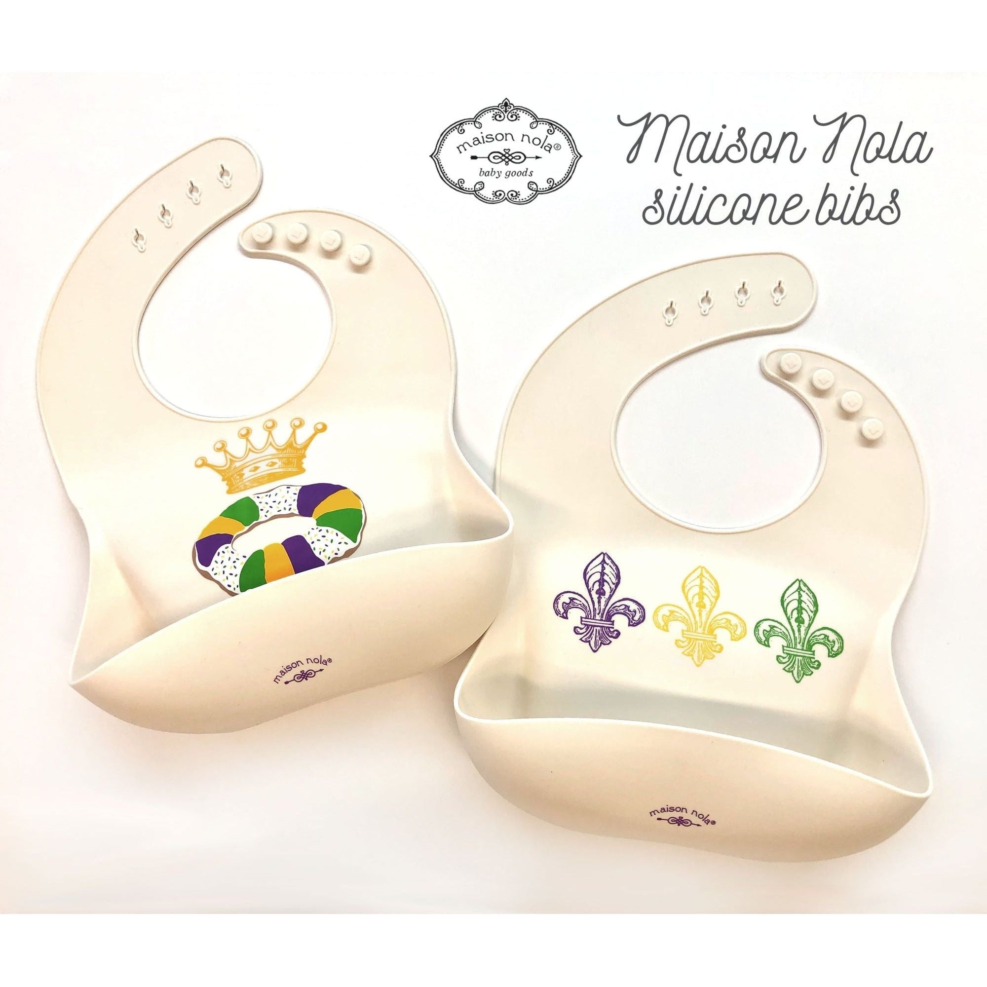 MARDI GRAS KING CAKE SILICONE BIB