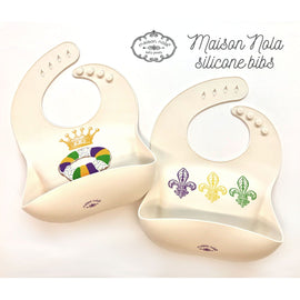 MARDI GRAS KING CAKE SILICONE BIB