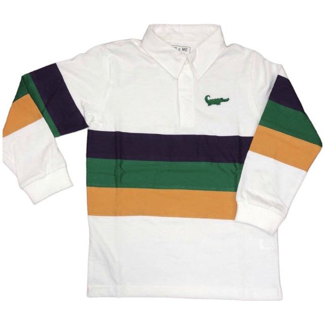 Rugby Mardi Gras Polo - White